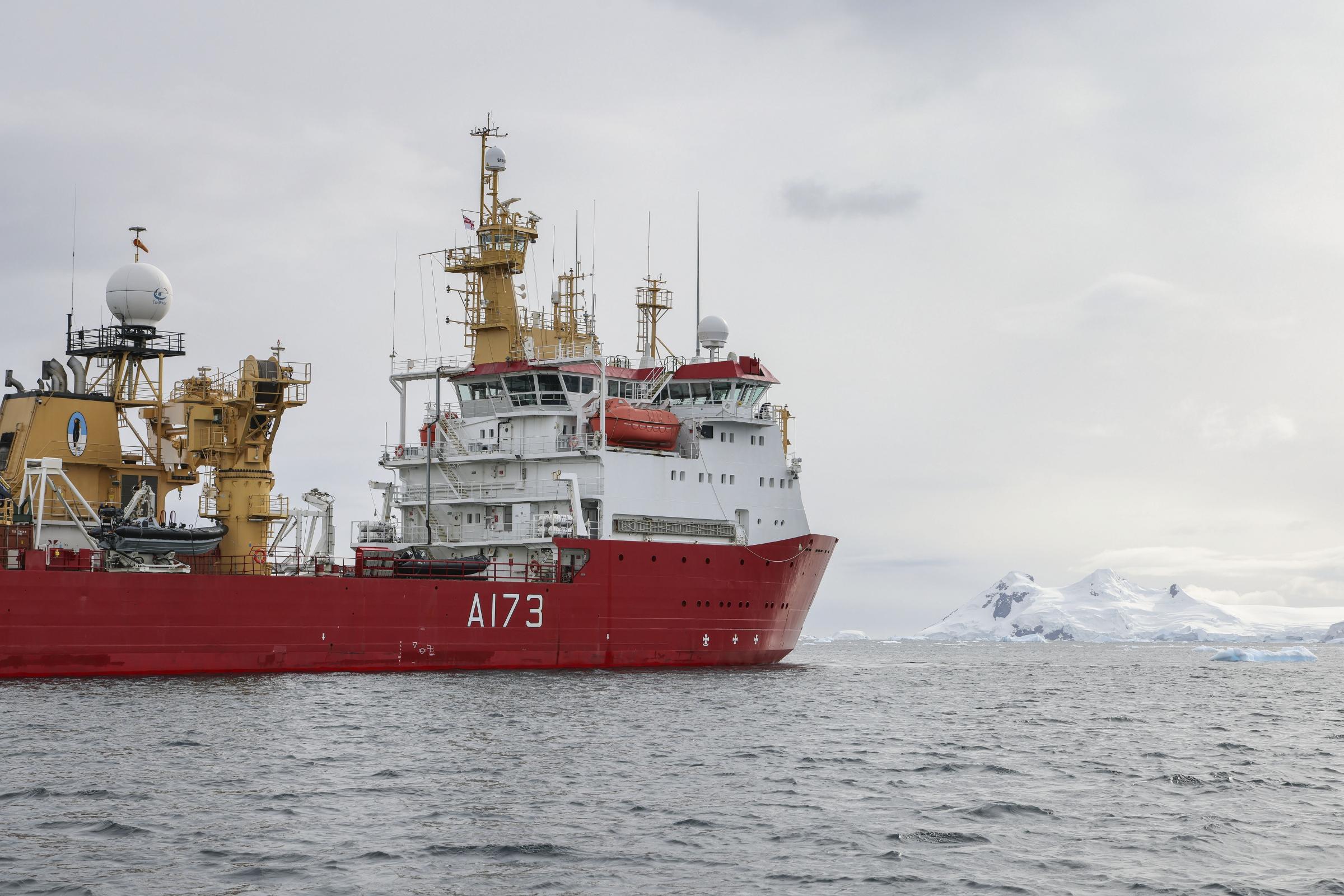 HMS Protector carries out survey work around the Antarctic Peninsula. Pic - Royal Navy / Crown copyright 